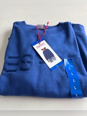 Esprit Women's Logo Vintage Blue Viral 80s 90s Crew Neck Size Large NWT